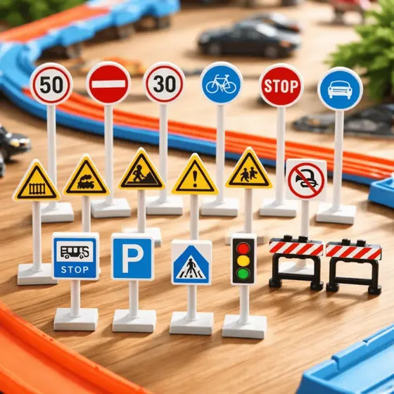 Mini Placas De Trânsito Para Pistas Hot Wheels - 18 Peças