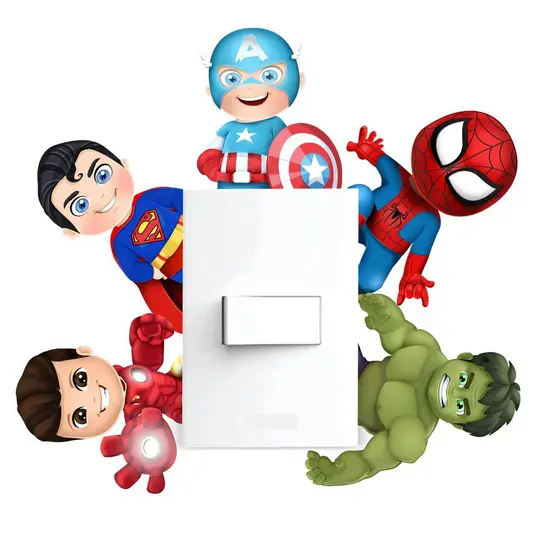 Adesivo Decorativo Super Heróis Para Interruptor – Heróis Baby Infantil Para Quarto
