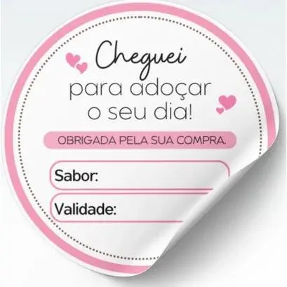 Etiqueta adesiva, rotulo validade sabor, adesivo confeitaria 100 unidades 4x4cm