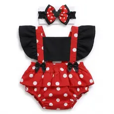 Roupa Bebê Mesversário Temático Body Romper Vestido Vermelho + Laço