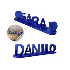 Placa 3d Com 2 Nomes Personalizados Com Efeito Óptico