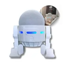 Suporte Mesa Temático R2-D2 p/ Echo Dot  4ª 5ª Geração | Estilo Star Wars - Branco