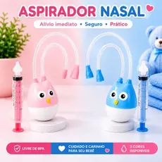 Aspirador Nasal Coruja para Bebê Lavagem e Higiene Nasal Lavador Seringa Ponta Silicone