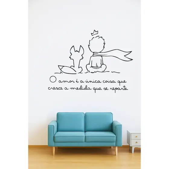 Adesivo Decorativo Pequeno Principe e Raposa O Amor é a única
