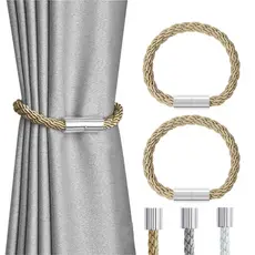 Lumai Prendedor Cortina Magnético Forte Ímã Metal Amarrador Abraçadeira Kit 2 Corda Decorativo