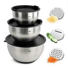 Lumai Kit 3 Bowls Tigela Inox Tampa Ralador Fatiador Base Antiderrapante 1L 2.5L 4.5L