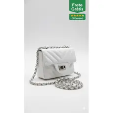 Bolsa Feminina Pequena Luxo Transversal Corrente Dourada Matelassê Bordada Sintético Brilhante Mini Bag Festa/Dia a Dia
