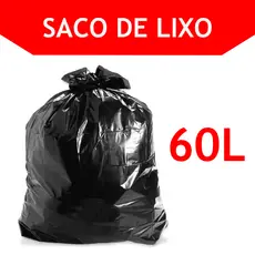 Saco de lixo preto resistente e econômico 60 litros kit com 10 unidades