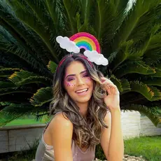 Tiara carnaval arco íris fantasia