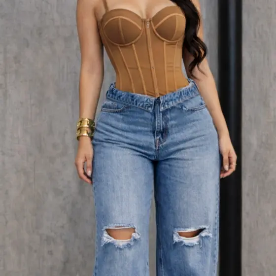 CALÇA JEANS WIDE LEG  PANTALONA BOCA LARGA PREMIUM