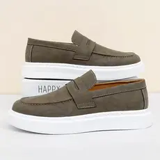 Loafer Masculino Sneaker Couro Camurça Sola Alta Oversized Derby Lançamento