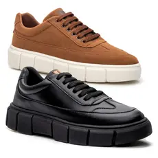 Combo 2 pares de Tênis Masculino Casual Sola Alta Tendencia Plataforma Camurça Oversize