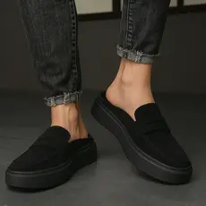Mocassim Loafer Masculino Sneaker Mule Slip On em Couro Camurça Sola Alta Berluti