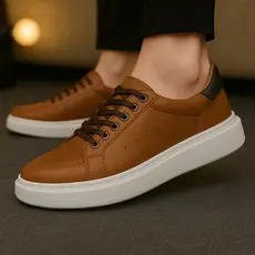 Tênis Sapatenis Casual Masculino Couro Soft Leve e Macio Sola Alta Ouversized oversized