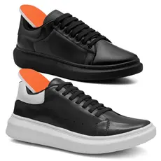 Tênis Masculino Moderno Casual Sola Alta Confort Flexível Com Cadarço Sneaker 2 Pares
