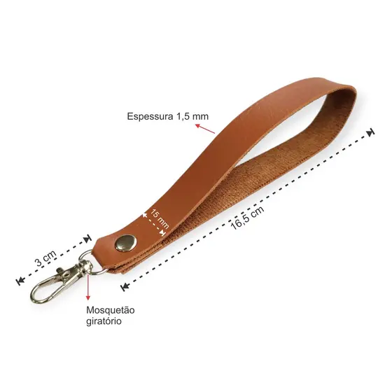 Alça de mão 15mm com mosquetão em sintético para carteiras clutch