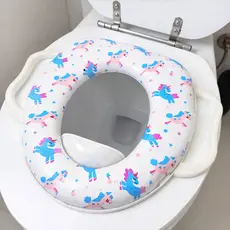 Assento redutor de vaso sanitário infantil Alça de apoio almofadado confortável estampas divertidas