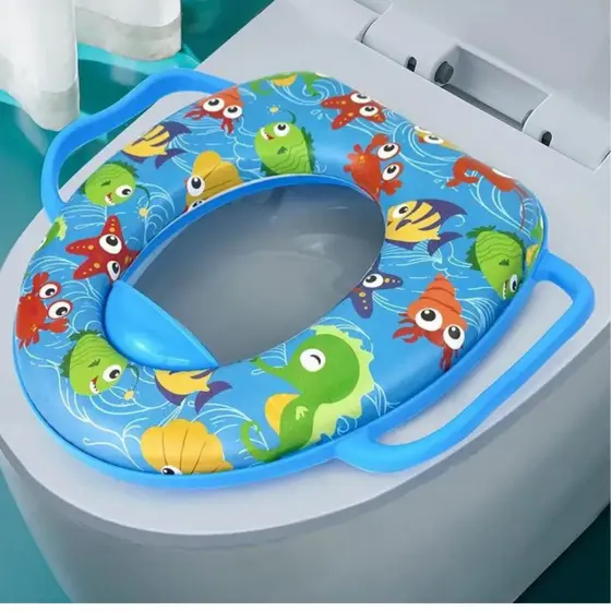 Assento redutor vaso sanitário infantil almofadado macio desfralde divertido com e sem alça