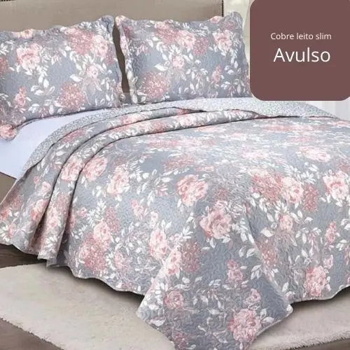 COBRE LEITO CASAL COM VIES ESTAMPADO SLIM