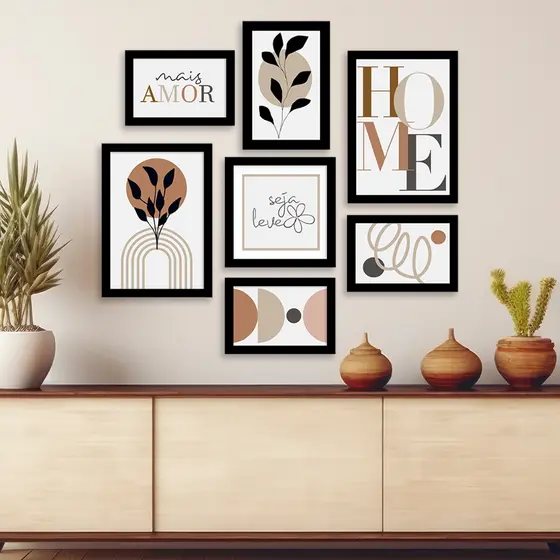 Kit 7 Quadros Decorativos Placas Mais Amor Seja Leve