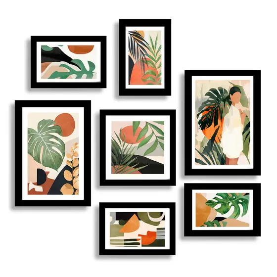 Kit 7 Placas Quadros Decorativos para sua Casa Natureza Minimalista Botânico 60x70