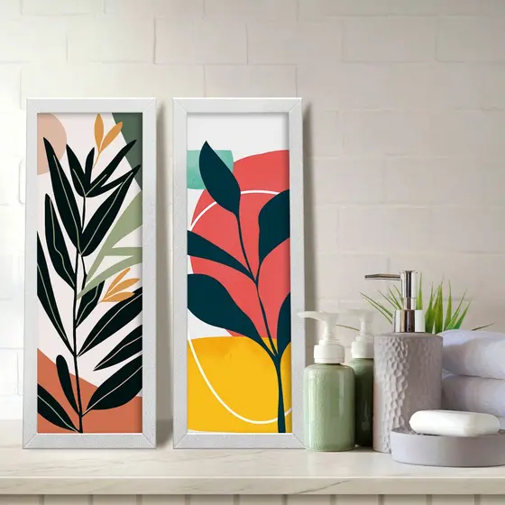 Kit 2 Quadros Decorativos Banheiro Lavabo Nature Color