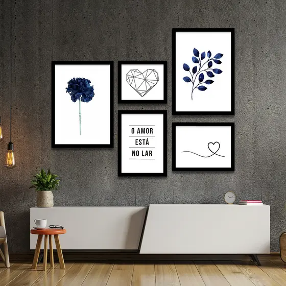Kit 5 Placas Quadros Decorativos O Amor Está No Lar