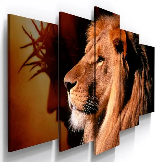 Quadro Decorativo Jesus Cristo Leão Judá Coroa Espinho Deus