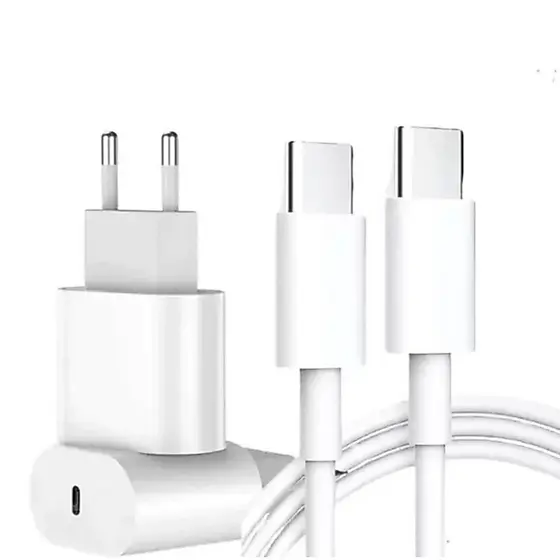 Carregador 20W iPhone 15/16/17 & Android Tipo C Turbo COMPLETO