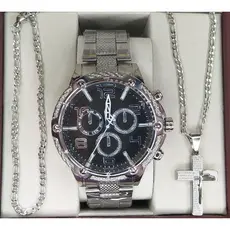 Relógio masculino com conjunto de aço inox