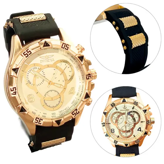 Relogio Masculino Aço Inoxidável Invicta Pulseira Silicone