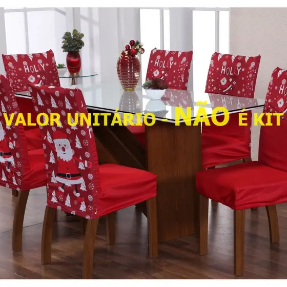1 Unid Capa de Cadeiras Avulsa para Mesa de Jantar Super Luxo - Natal e Ano Novo - Malha Gel Estampado - Lindíssimas