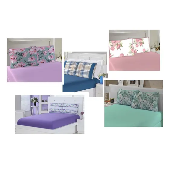 03 un Jogos de Lençóis - 03 Peças - Casal Padrão 1.88 x 1.38 x 20 - Com Elástico - Estampas Variadas com fronhas - *** Oferta imperdível - Promoção ***