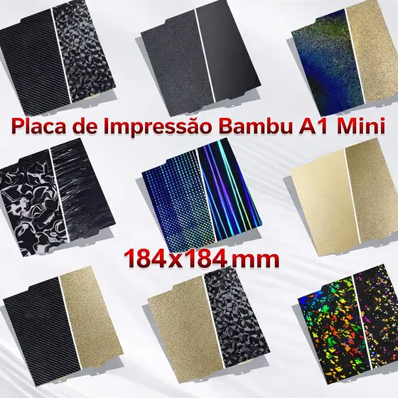 Bambu Lab A1 Mini Placa de Construção mesa Suave Texturizada PEY PEO PET PEI Cama Primavera Folha de Pei de Aço 184x184