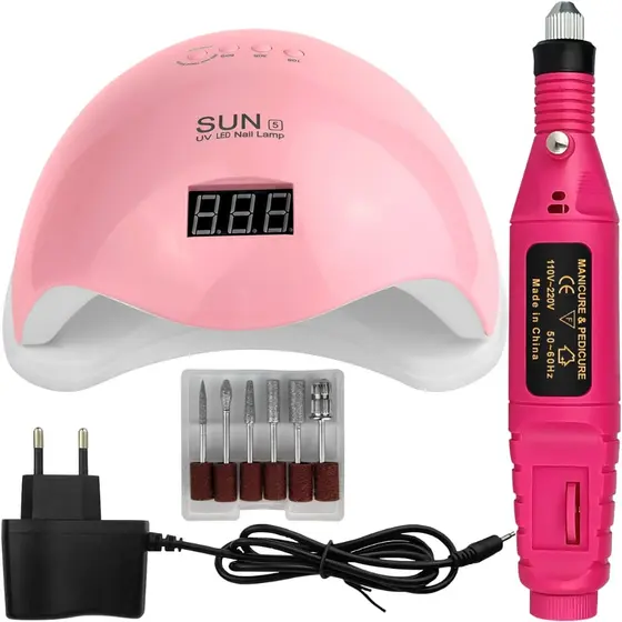Kit Acrigel Cabine sun 5 48w + Caneta Lixa Eletrica 20mil RPM