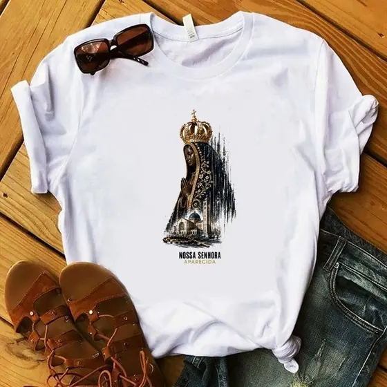 08 Camiseta Tshirt Feminina Blusa Estampas Nossa Senhora Aparecida