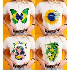 Camiseta tshirt Brasil copa do mundo hexa, patriota, borboleta, girassol, leão