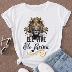 Camiseta  BabyLook T-Shirt Feminina  Religiosa Leão de Judá Camisa DryFit