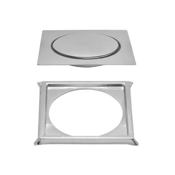 Ralo Click Inteligente Em Inox 15x15 Cm + Porta Grelha