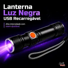 Lanterna Ultra violeta Usb Led Potente Luz Negra Uv Nota Falsa E Escorpião Recarregável fluorescente