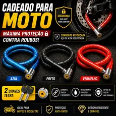 Trava Cadeado Moto Corrente Segurança Reforçada Anti Roubo