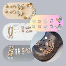 Kit Pins Luxo Corrente Perola Brilho Boton Broche Babuche