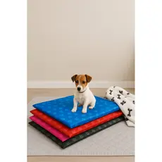 Cama Impermeável para Cães 70x50cm – Colchonete M com Capa Removível Estampa Patinhas