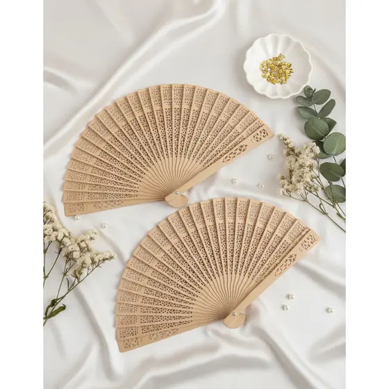 2 Leques De Mão - Decoradas com Flores - Ideal Para Lembrancinha Festa Casamento