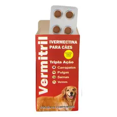 Anti Pulgas, Veerme, Carrapatos E Sarnas - 4 Comprimidos Mastigável P Cachorro de 15kg