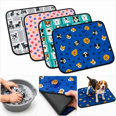 Kit 4 Tapetes Higiênicos Laváveis Estampados 70x50cm Absorvente Impermeável Até 1200 Usos