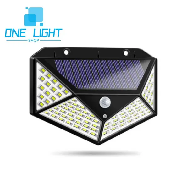 100 LED Luminária Energia Solar Parede 100 Led Sensor Presença 3 Funções Lampada Alta Luminosidade