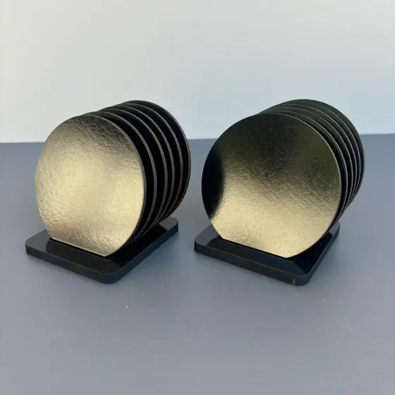 Conjunto Duplo de Porta-Copos em MDF – Preto | 12 Unidades com Suportes