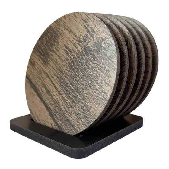 Conjunto Porta-Copos de MDF Elegantes - Corte a Laser - Amadeirado para Copo Chopp Cerveja Drinks