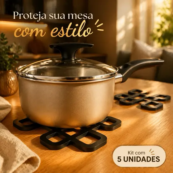 Descanso de Panela MDF 6 mm Kit 5 Unidades Preto Branco ou Cru Decoração Cozinha